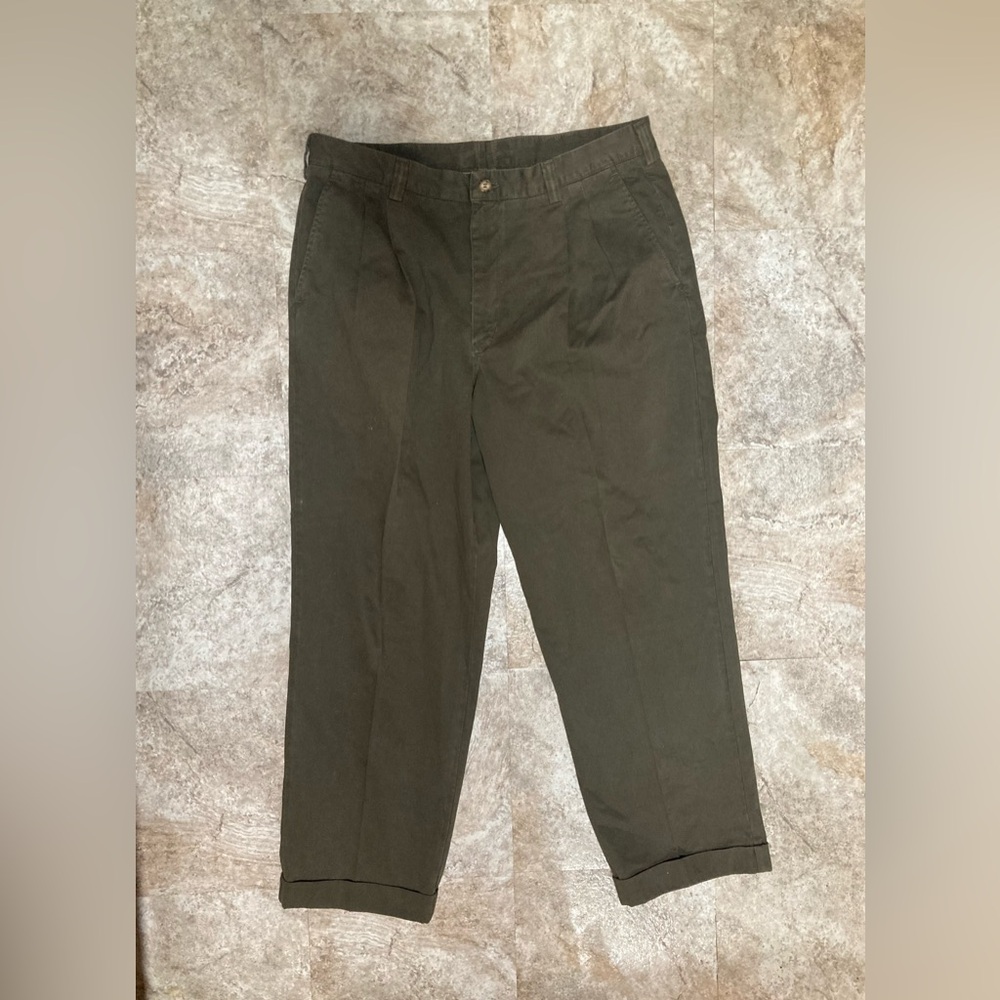 Men's Olive Green Casual Chino Pants Size 38